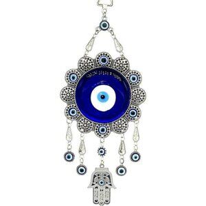 Blue Evil Eye Hamsa Hand Wall Hanging Ornament Sunflower Design Home Protection
